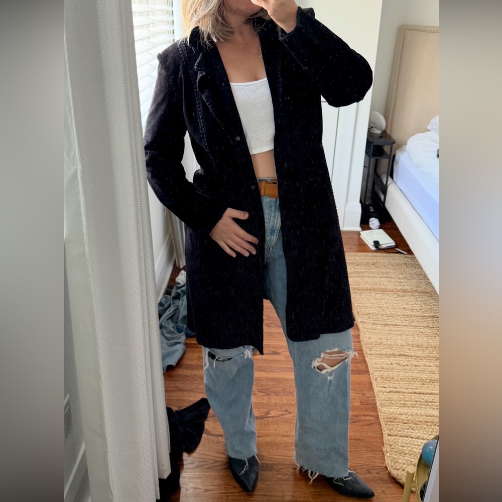Vintage Black Suede Trench Coat